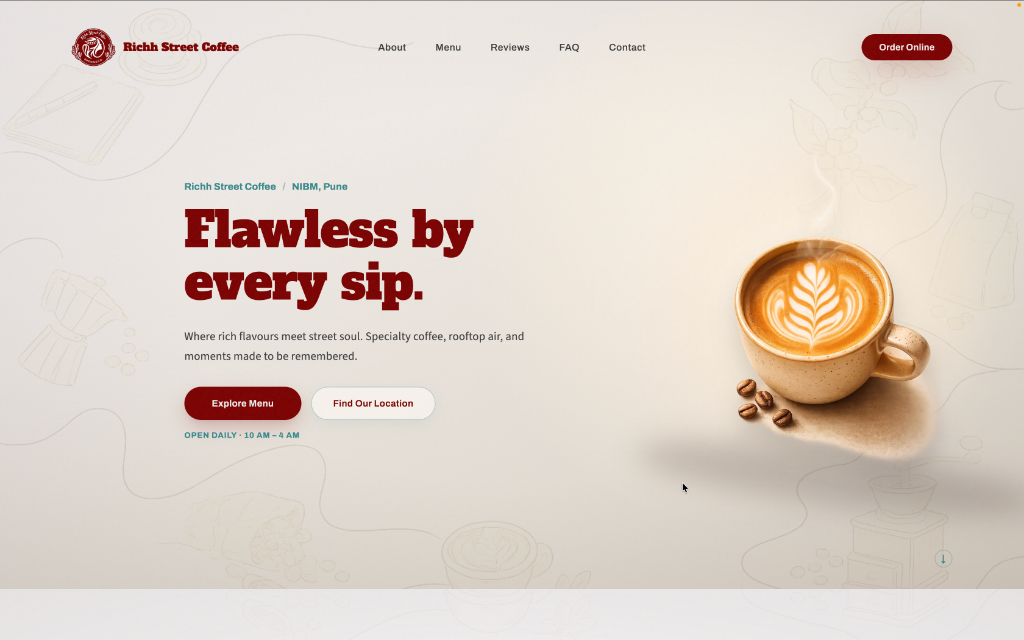 Richh Street Coffee website — Web Development project by Varksha
